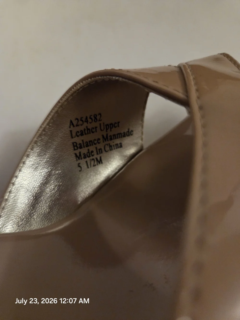G.I.L.I. Patent Nude Tan Cork Peep-Toe Wedge Sandals